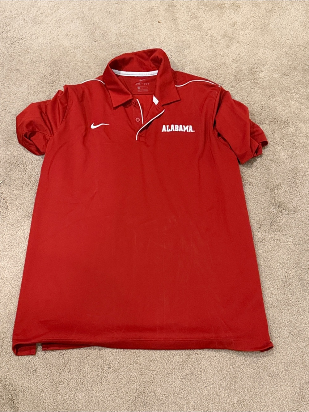 Nike Red Polo Shirt with White Accents and Alabama Chest Logo